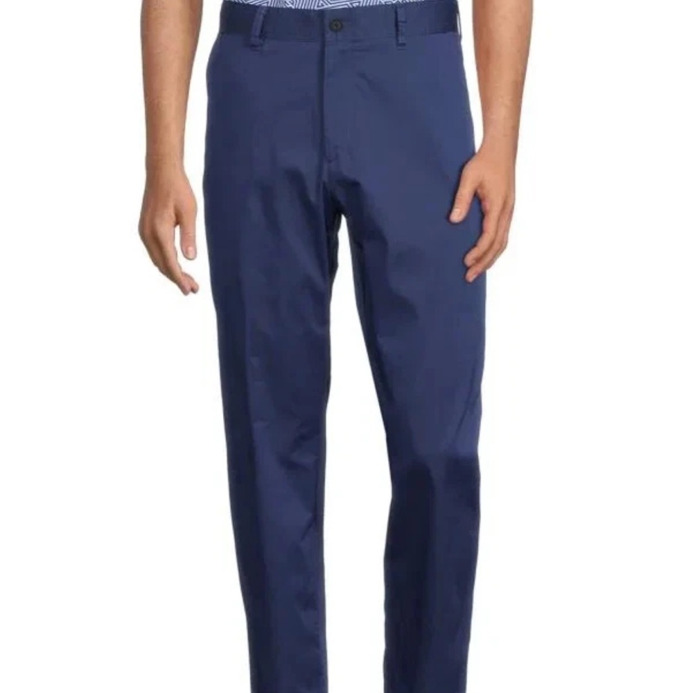 BOSS Perin Solid Pants Men's 36R Navy Straight Side Pockets Button